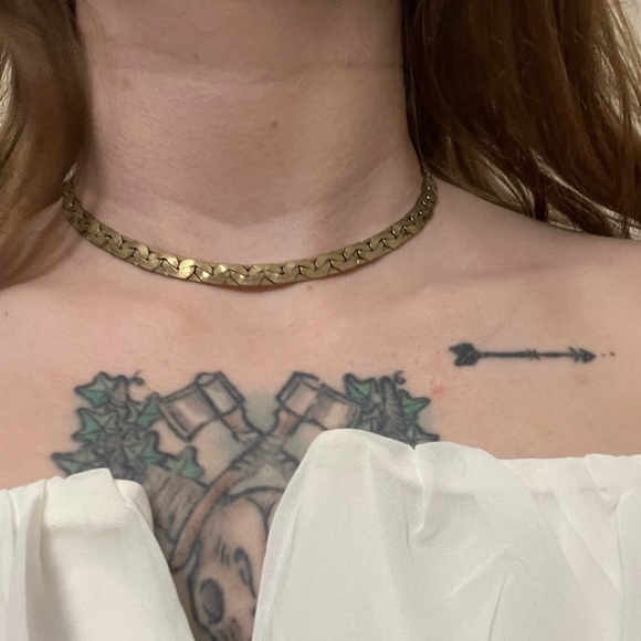 Sarah Coventry Jewelry - Vintage Sarah Coventry Signed Gold Plated Flat Chain Choker Necklace